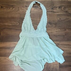 Urban Outfitters Lace Halter Top in Mint